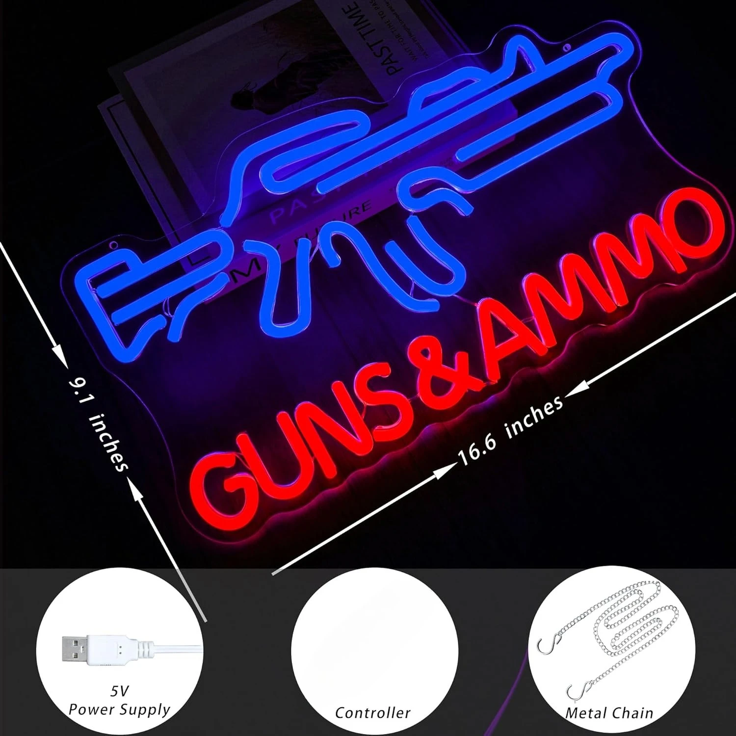 Gun Shop Neon Sign USB Powered - Hunting Outdoor Store recensie en prijs