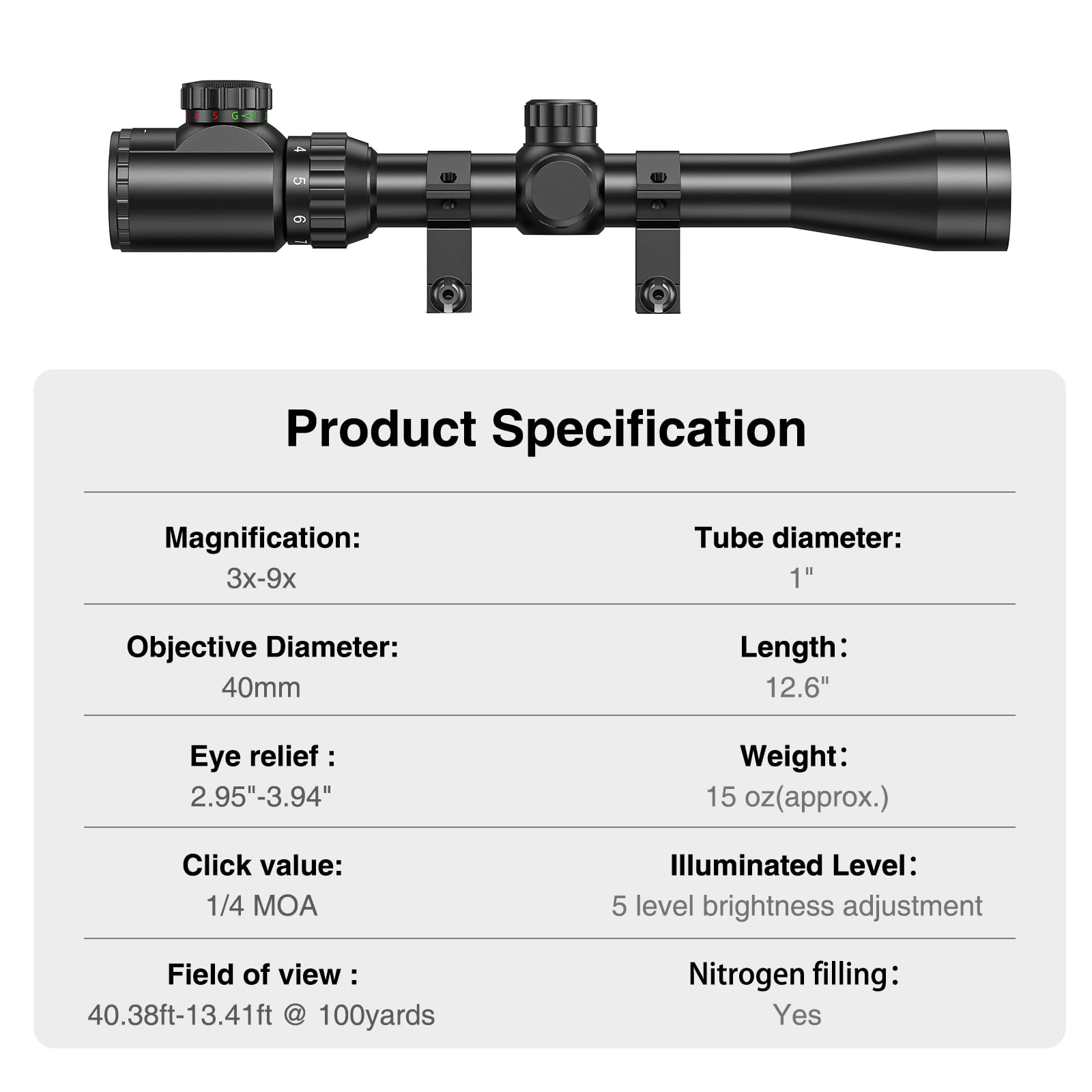 CVLIFE 3-9x40 Scope Red & Gree - Outdoor Hunting Range recensie en prijs