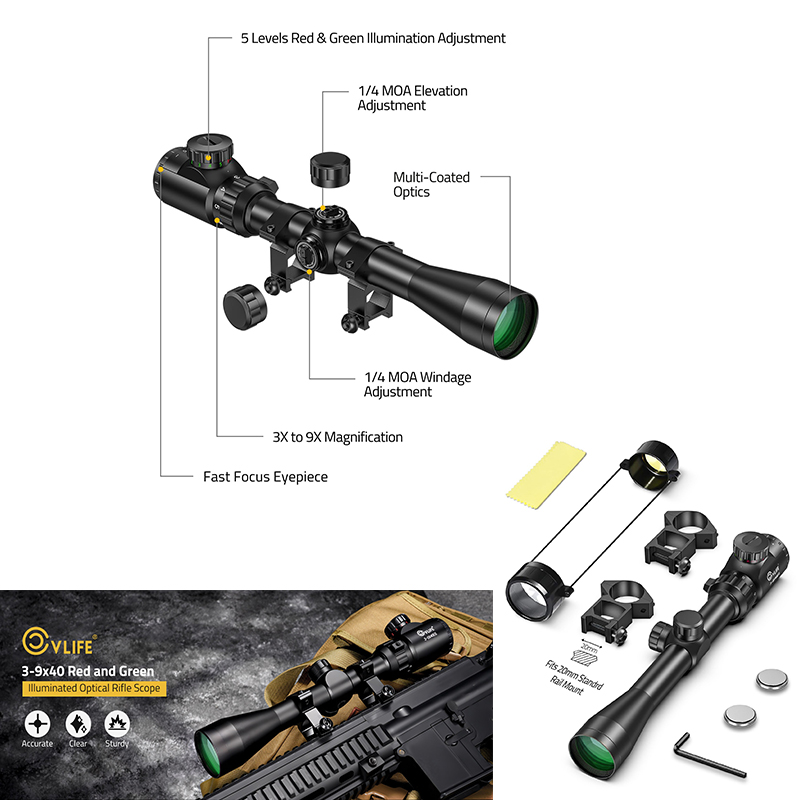 CVLIFE 3-9x40 Scope Red & Gree - Outdoor Hunting Range recensie en prijs